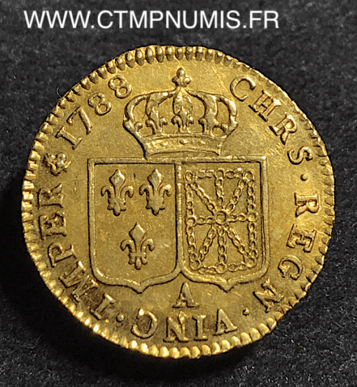 LOUIS XVI LOUIS D'OR AU BUSTE NU 1788 A PARIS