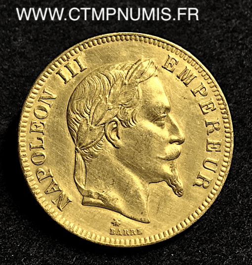 100 FRANCS OR NAPOLEON III LAUREE 1869 PARIS