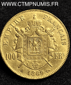 100 FRANCS OR NAPOLEON III LAUREE 1869  PARIS