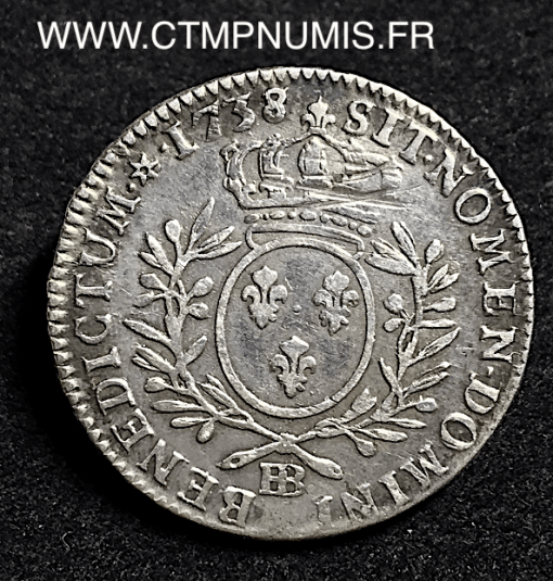 LOUIS XV DEMI ECU ARGENT 1738 BB STRASBOURG