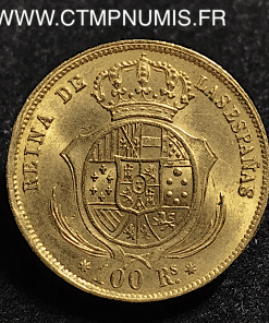 ESPAGNE 100 REALES OR ISABEL II 1860 SEVILLE