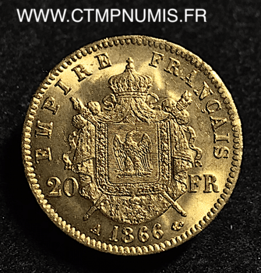 20 FRANCS OR NAPOLEON III 1866 A PARIS  SPL