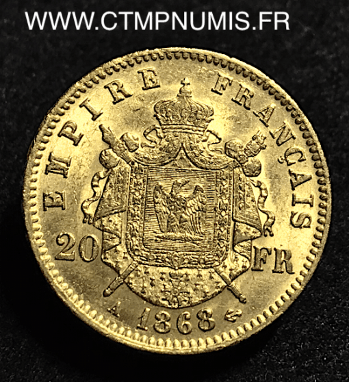 20 FRANCS OR NAPOLEON III 1868 A PARIS SUP