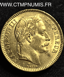 20 FRANCS OR NAPOLEON III 1863 STRASBOURG