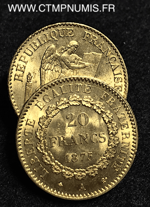 20 FRANCS OR GENIE III° REPUBLIQUE 1875 A PARIS