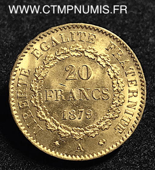 20 FRANCS OR GENIE III° REPUBLIQUE 1879 A PARIS