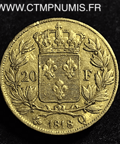 20 FRANCS OR LOUIS XVIII  1818 Q PERPIGNAN