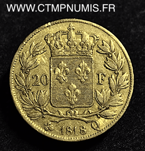 20 FRANCS OR LOUIS XVIII 1818 Q PERPIGNAN