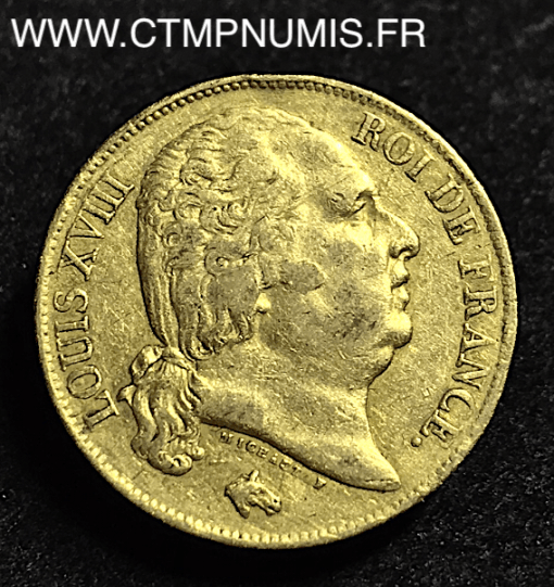 20 FRANCS OR LOUIS XVIII 1818 Q PERPIGNAN