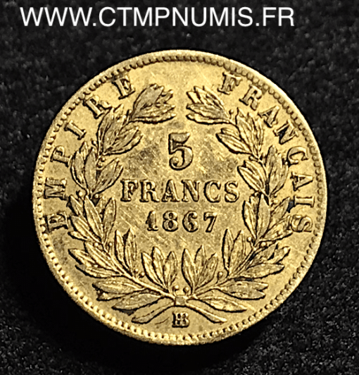 5 FRANCS OR NAPOLEON III 1867 BB STRASBOURG