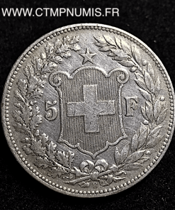 SUISSE 5 FRANCS ARGENT 1890 B BERNE