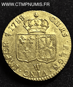 LOUIS XVI LOUIS D'OR AU BUSTE NU 1788 W LILLE