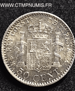  ESPAGNE 50 CENTIMOS ALPHONSE XIII 1904 SMV SPL