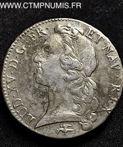 LOUIS XV ECU ARGENT AU BANDEAU 1755 D LYON TTB