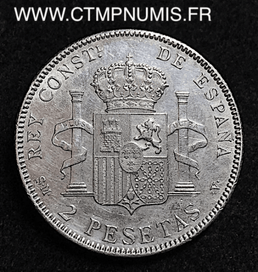 ESPAGNE 2 PESETAS ARGENT ALPHONSE XIII 1905 SUP