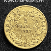 5 FRANCS OR NAPOLEON III TETE NUE 1857 A PARIS
