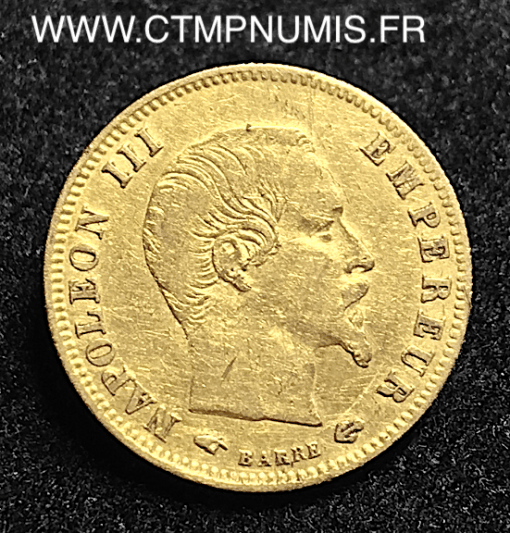 5 FRANCS OR NAPOLEON III TETE NUE 1857 A PARIS