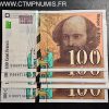 BILLET 100 FRANCS CEZANNE TYPE 1997 1998 NEUF