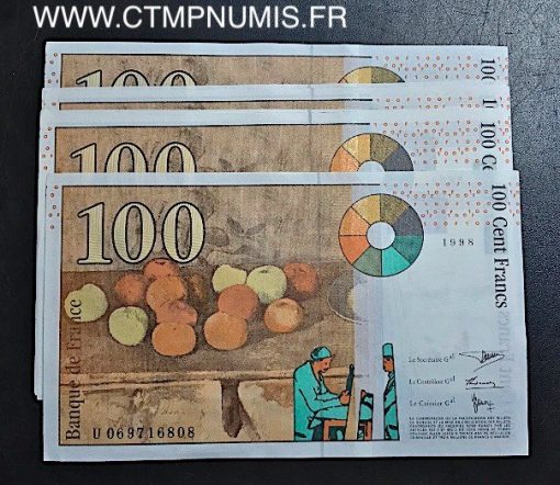 BILLET 100 FRANCS CEZANNE TYPE 1997 1998 NEUF