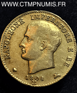 ITALIE 20 LIRE OR NAPOLEON I° 1808 M MILAN 1° TYPE