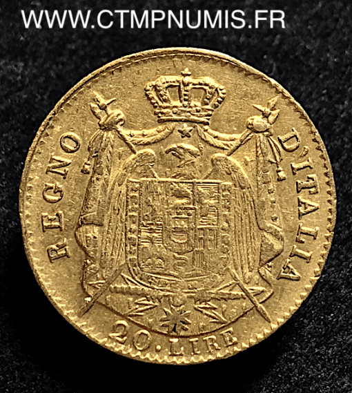 ITALIE 20 LIRE OR NAPOLEON I° 1808 M MILAN 1° TYPE