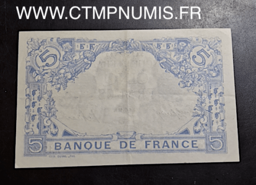 BILLET 5 FRANCS BLEU TYPE 1905 BALANCE 1916 SUP