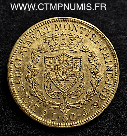 ITALIE 80 LIRE OR CHARLES FELIX 1828 GENES