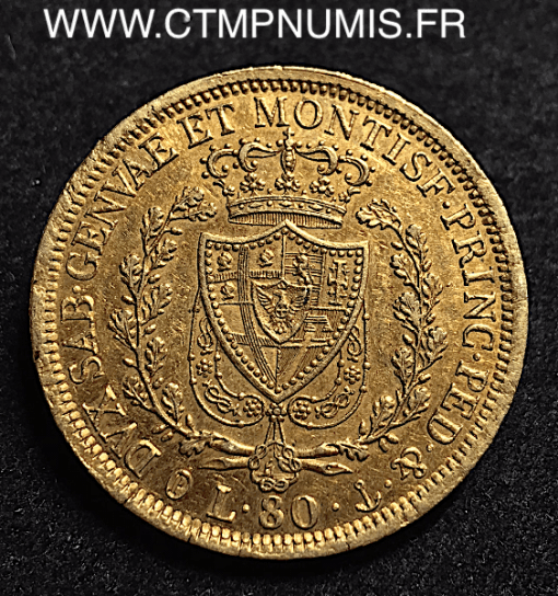 ITALIE 80 LIRE OR CHARLES FELIX 1829 GENES