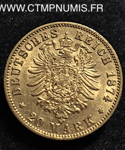 ALLEMAGNE WURTTEMBERG 20 MARK OR 1874 F