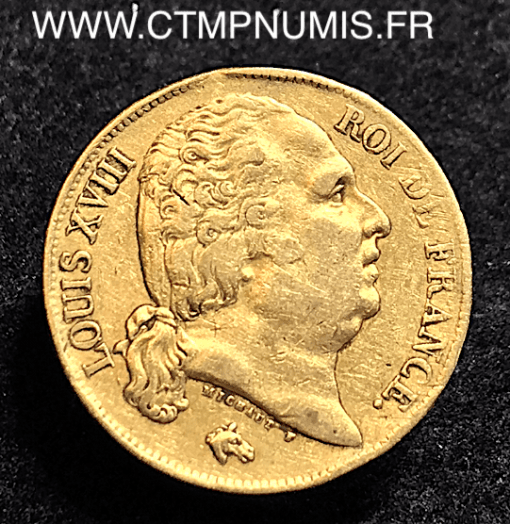 20 FRANCS OR LOUIS XVIII 1819 Q PERPIGNAN