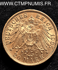 ALLEMAGNE WURTTEMBERG 20 MARK OR 1905 F SUP