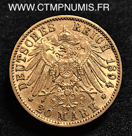 ALLEMAGNE SAXE 20 MARK OR 1894 E