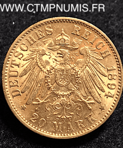  ALLEMAGNE SAXE 20 MARK OR 1894 E SUP