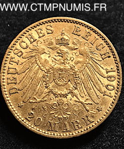 ALLEMAGNE HESSEN 20 MARK OR 1901 A 1 RAYURE
