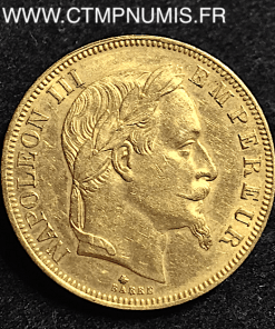 50 FRANCS OR NAPOLEON III TETE LAUREE 1864 A PARIS