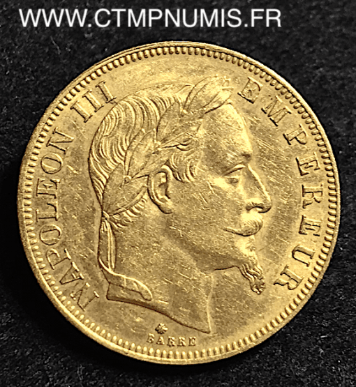 50 FRANCS OR NAPOLEON III TETE LAUREE 1864 A PARIS