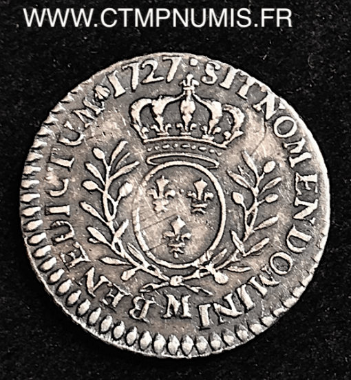 LOUIS XV 1/20 ECU ARGENT 1727 M TOULOUSE RARE