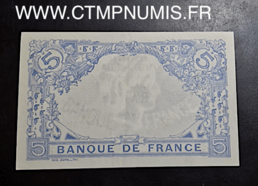 BILLET 5 FRANCS BLEU TYPE 1905 30 MARS 1916 BELIER