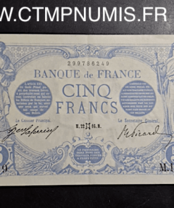 BILLET 5 FRANCS BLEU TYPE 1905 22 MAI 1916 GEMEAUX