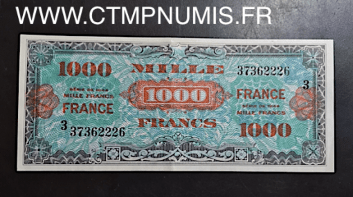 BILLET 1000 FRANCS VERSO FRANCE 1945 SANS SERIE