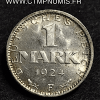 ALLEMAGNE 1 MARK ARGENT 1924 F SUP