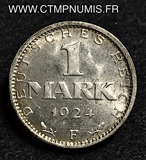 ALLEMAGNE 1 MARK ARGENT 1924 F SUP