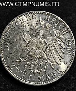 ALLEMAGNE PRUSSE 2 MARK ARGENT 1901 SUP