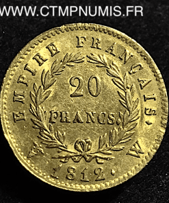 20 FRANCS OR NAPOLEON I° EMPIRE 1812 W LILLE SUP