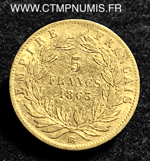 5 FRANCS OR NAPOLEON III  1863 BB STRASBOURG