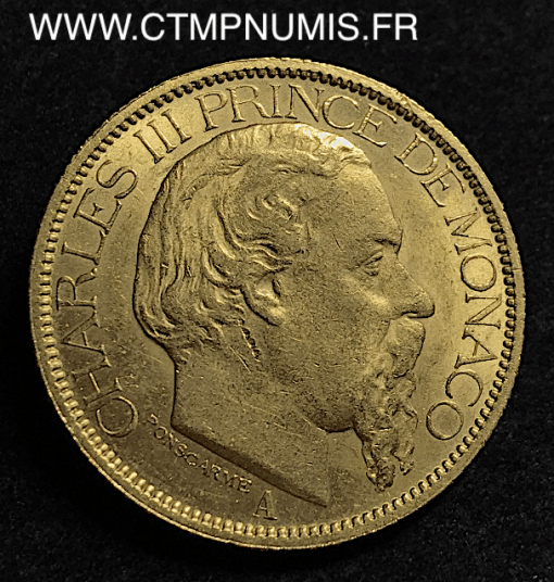 MONACO 100 FRANCS OR CHARLES III 1884 A PARIS