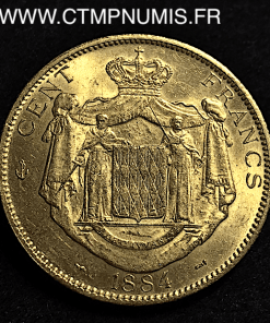 MONACO 100 FRANCS OR CHARLES III 1884 A PARIS