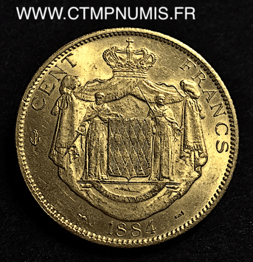 MONACO 100 FRANCS OR CHARLES III 1884 A PARIS