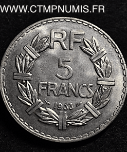 5 FRANCS LAVRILLIER NICKEL 1933 SPL/FDC