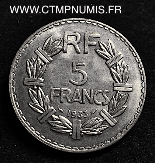 5 FRANCS LAVRILLIER NICKEL 1933 SPL/FDC